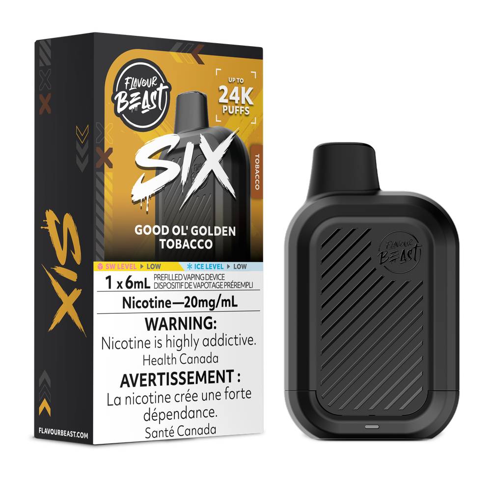 Flavour Beast SIX 24K Disposable Vape – Good OL' Golden Tobacco