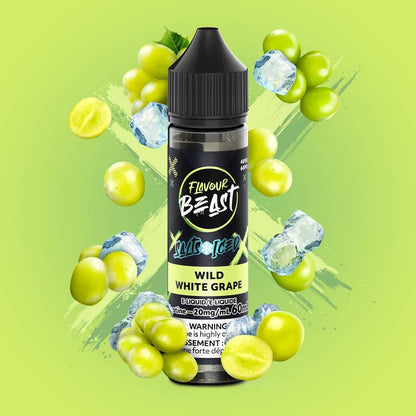 Flavour Beast Wild White Grape vape juice bottle with grapes
