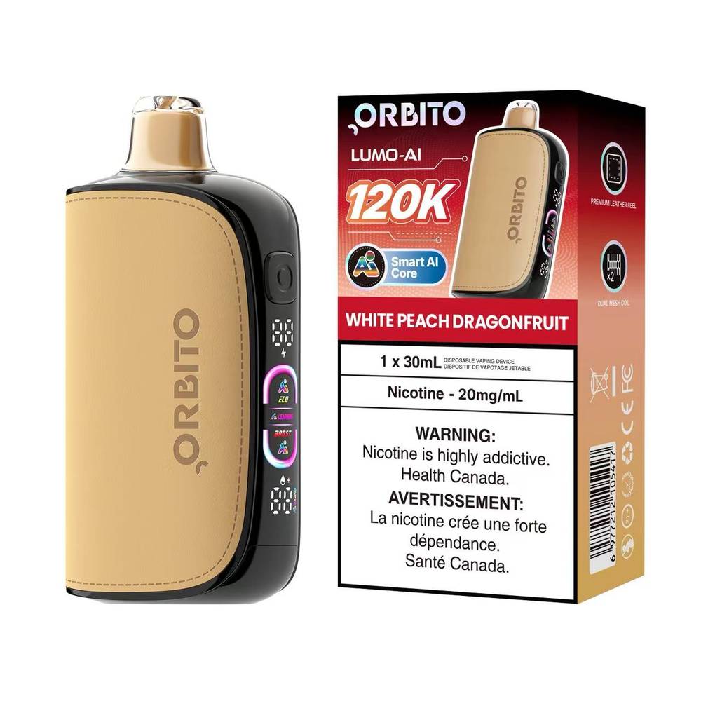 Orbito Lumo AI 120K Disposable Vape White Peach Dragonfruit