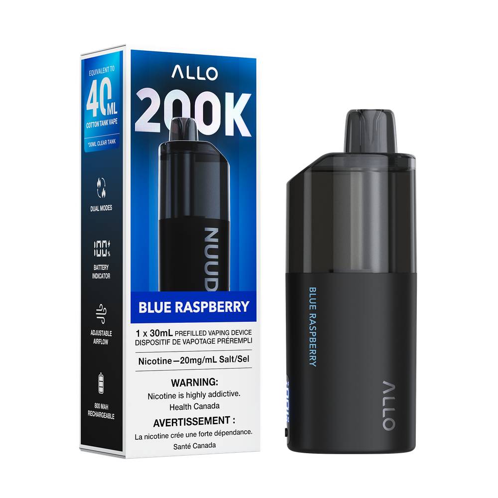 ALLO NUUD 200K Clear Tank Disposable Vape – Blue Raspberry