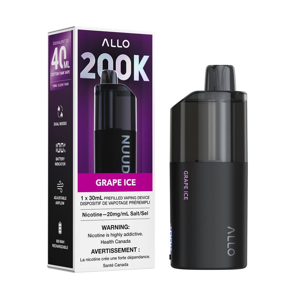 ALLO NUUD 200K Clear Tank Disposable Vape – Grape Ice