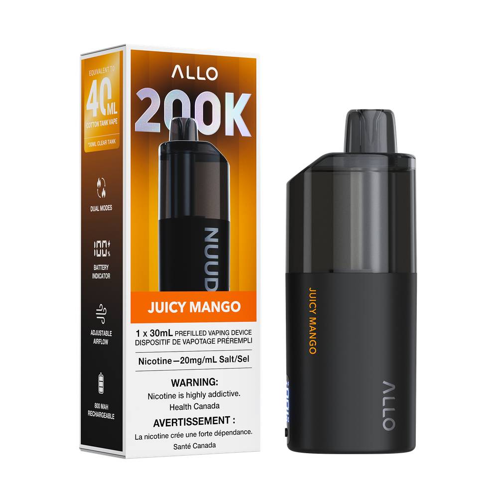 ALLO NUUD 200K Clear Tank Disposable Vape – Juicy Mango