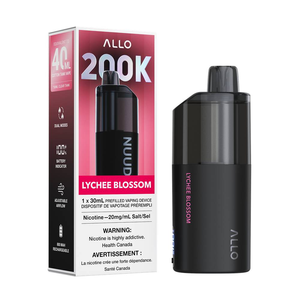 ALLO NUUD 200K Clear Tank Disposable Vape – Lychee Blossom