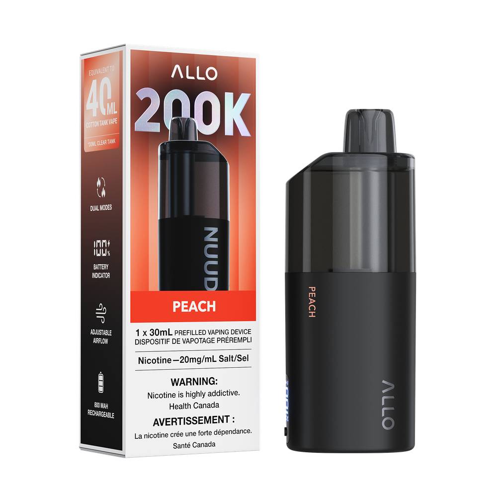 ALLO NUUD 200K Clear Tank Disposable Vape – Peach