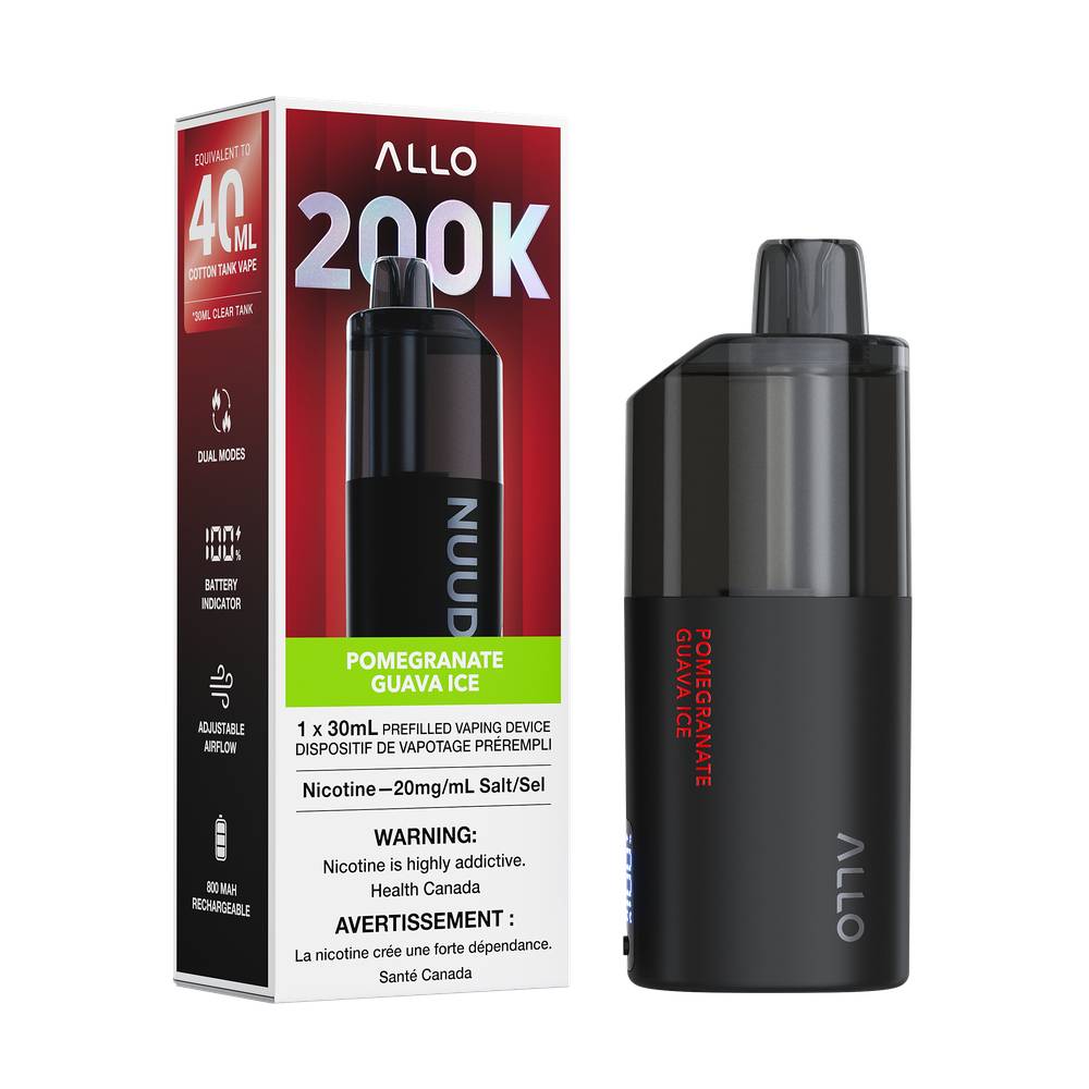 ALLO NUUD 200K Clear Tank Disposable Vape – Pomeranate Guava Ice