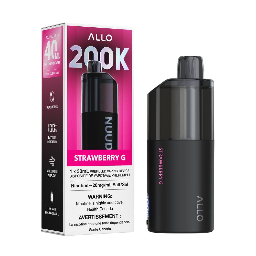 ALLO NUUD 200K Clear Tank Disposable Vape – Strawberry G