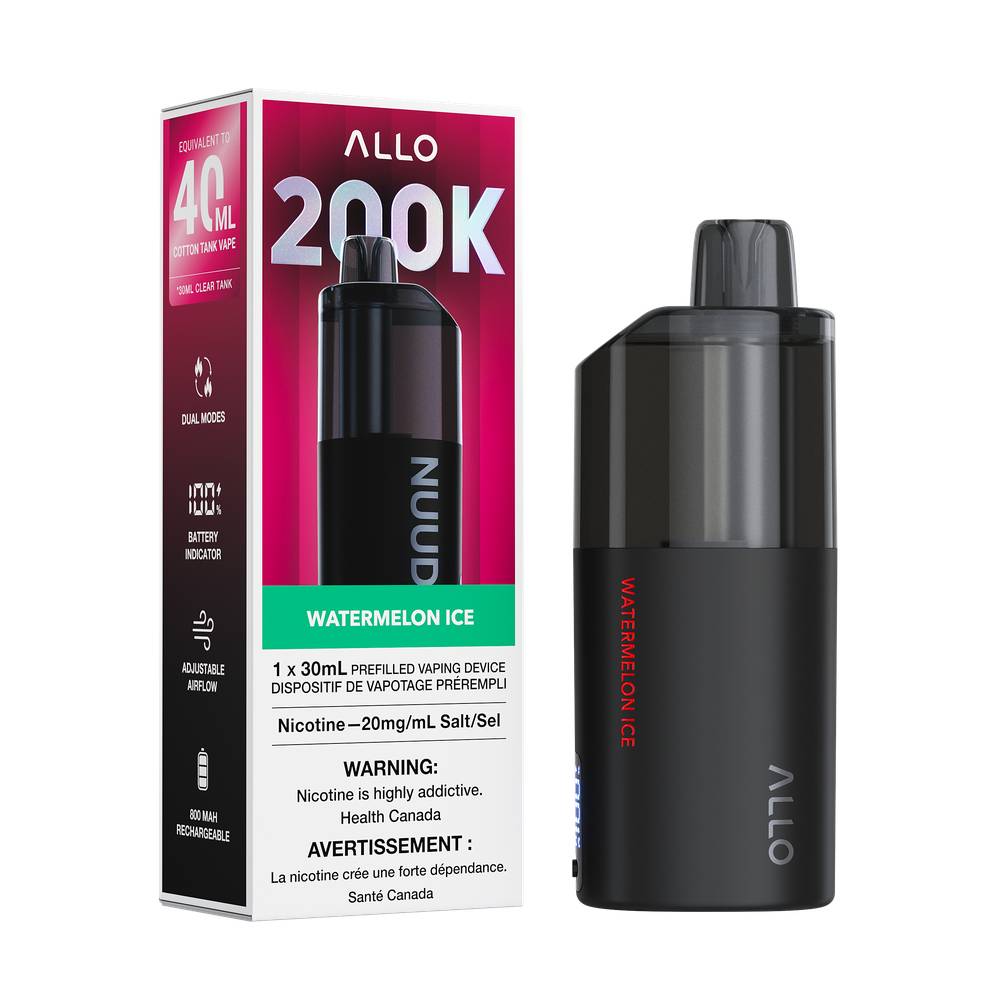 ALLO NUUD 200K Clear Tank Disposable Vape – Watermelon Ice