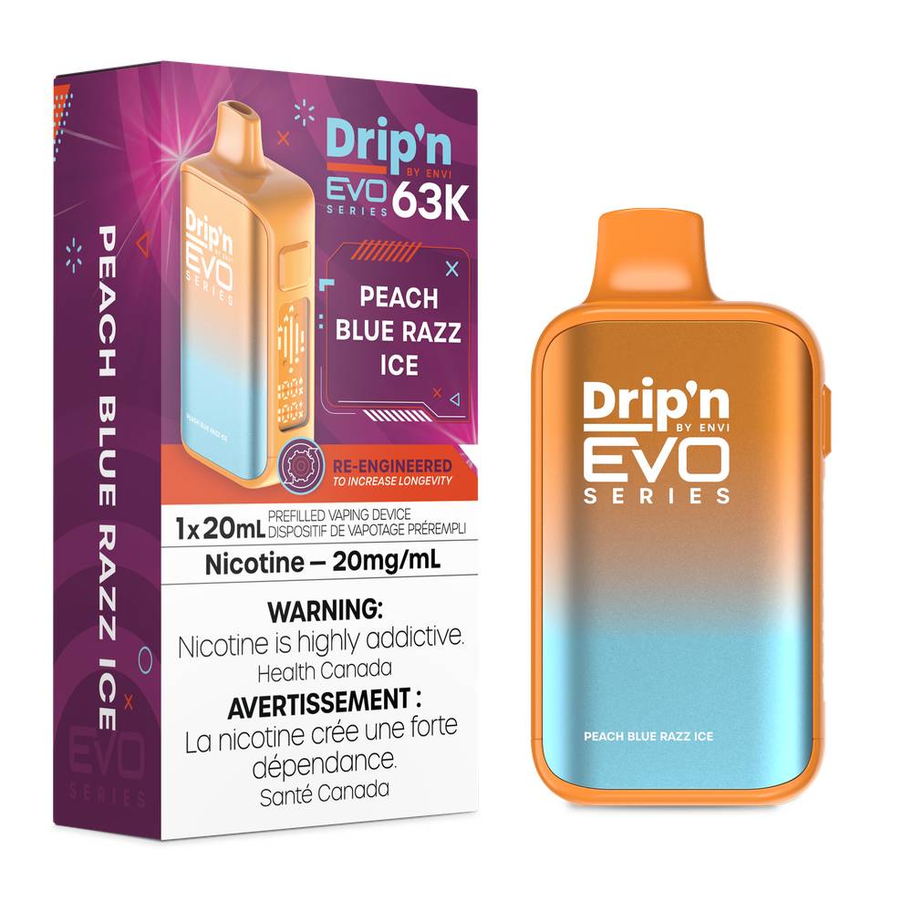 Drip'n EVO 63K Disposable Vape - Peach Blue Razz Ice
