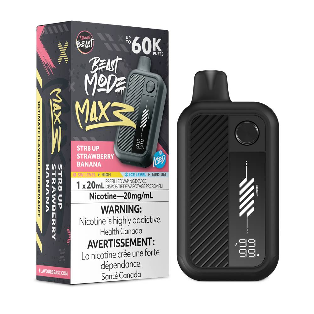 Flavour Beast Beast Mode MAX 3 60K Disposable Vape - STR8 UP Strawberry Banana Iced