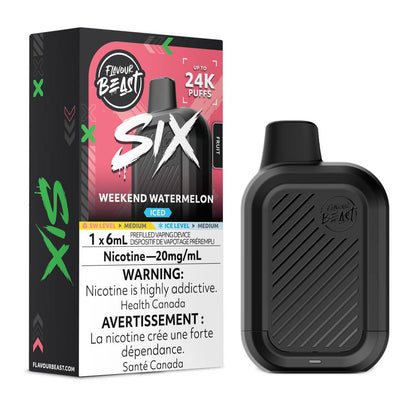 Flavour Beast SIX 24K Disposable Vape – Weekend Watermelon Iced