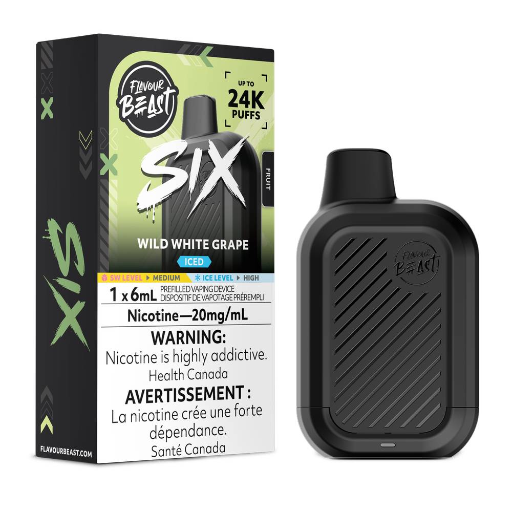 Flavour Beast SIX 24K Disposable Vape – Wild White Grape Iced