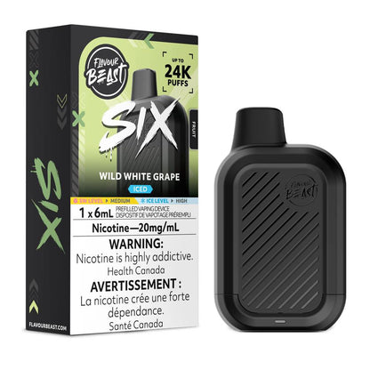 Flavour Beast SIX 24K Disposable Vape – Wild White Grape Iced