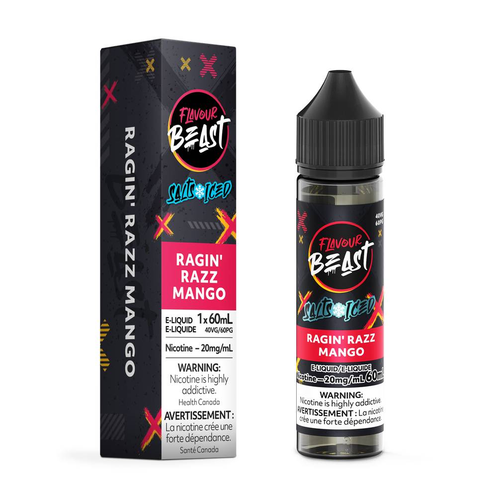 Flavour Beast Salt E-Liquid 60mL 20mg Bottle - Ragin' Razz Mango Iced