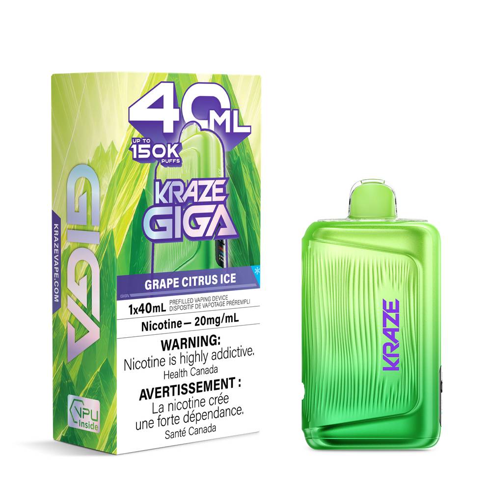 KRAZE GIGA 40ML 150K Disposable Vape – Grape Citrus Ice