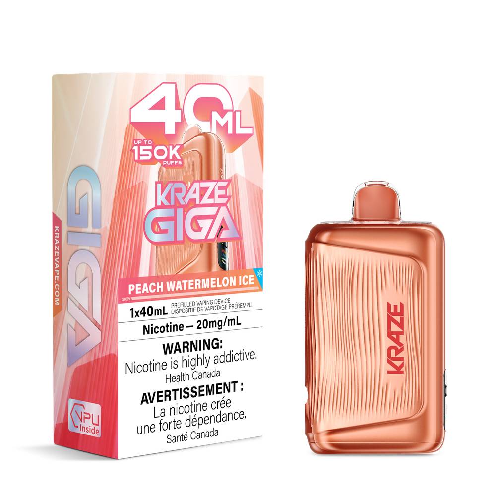 KRAZE GIGA 40ML 150K Disposable Vape – Peach Watermelon Ice