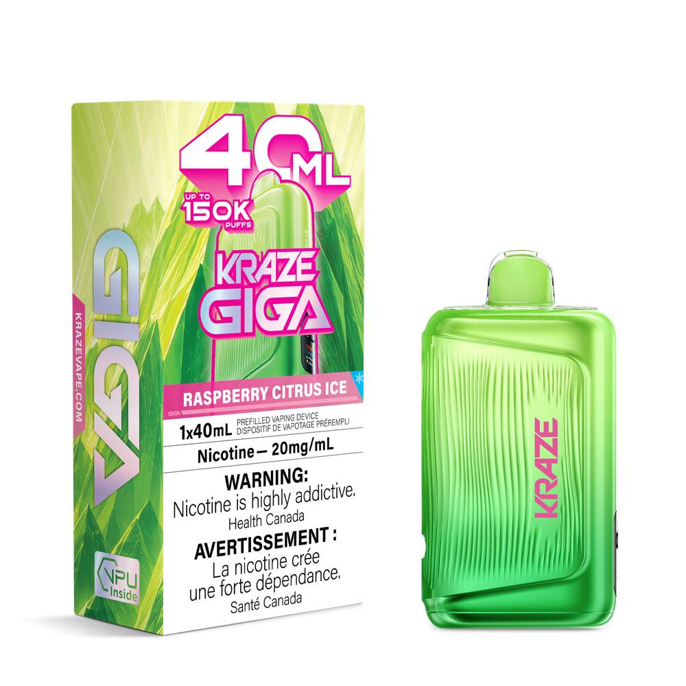 KRAZE GIGA 40ML 150K Disposable Vape – Raspberry Citrus Ice