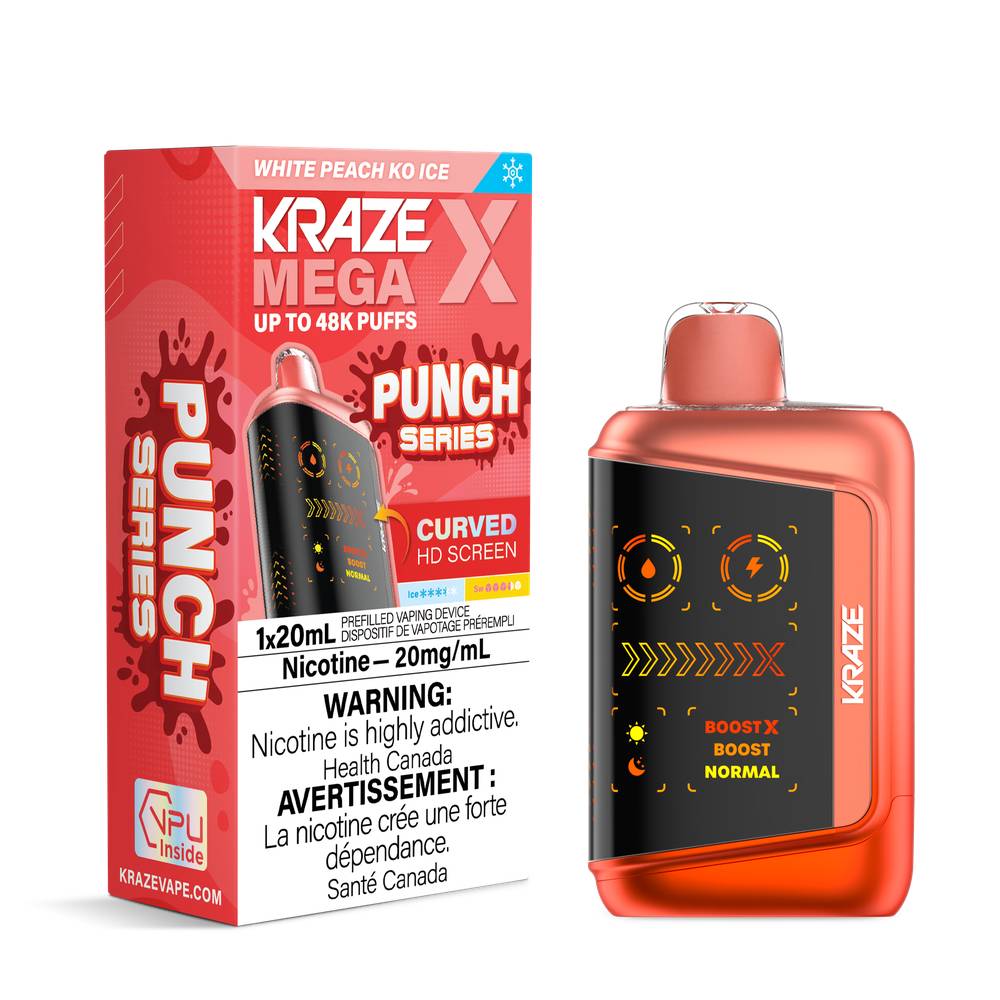 Kraze Mega X 48K Disposable Vape  White Peach KO Ice