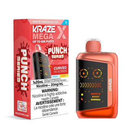 Kraze Mega X 48K Disposable Vape  White Peach KO Ice
