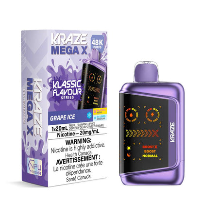 Kraze Mega X 48K Disposable Vape  Grape Ice