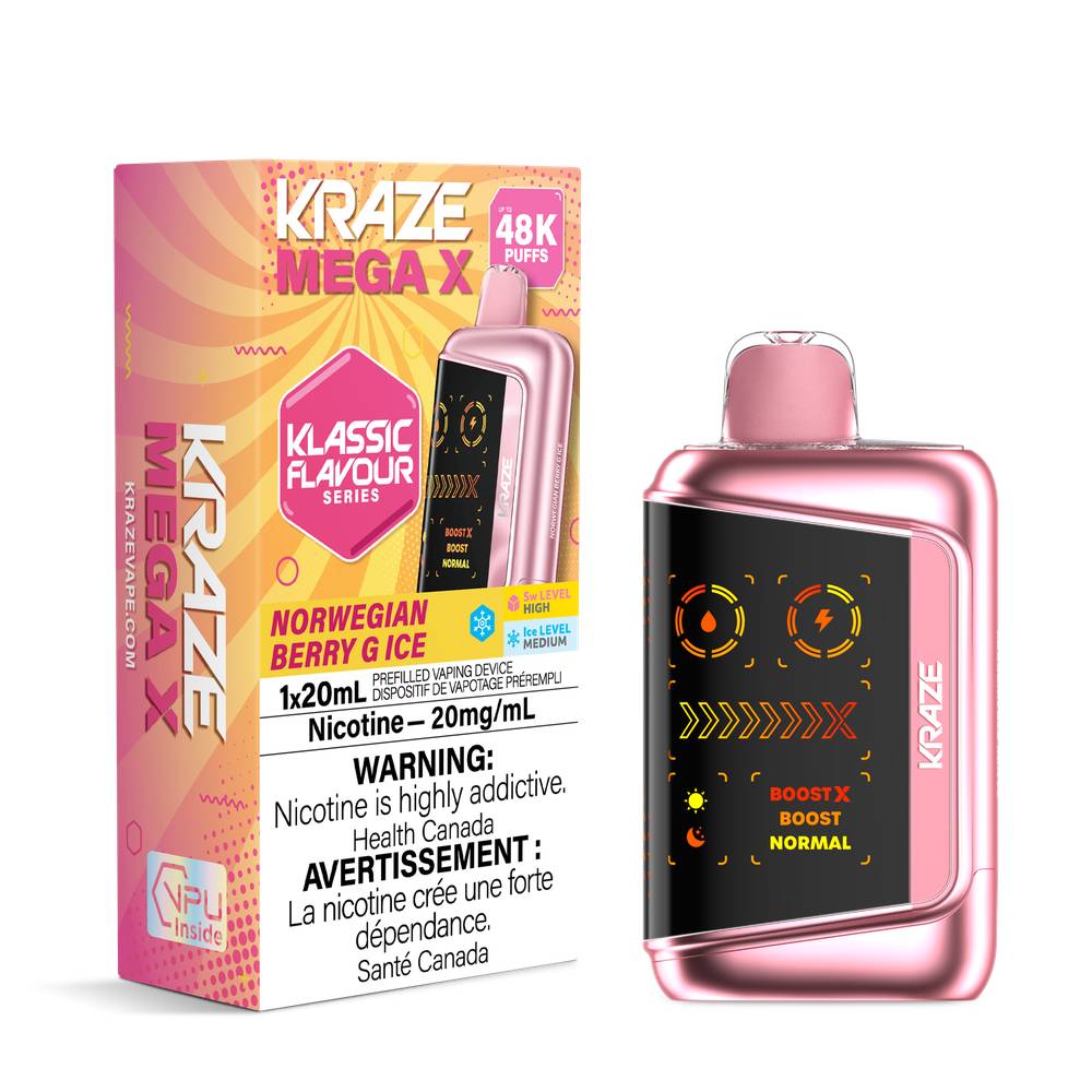 Kraze Mega X 48K Disposable Vape  Norwegian Berry G Ice