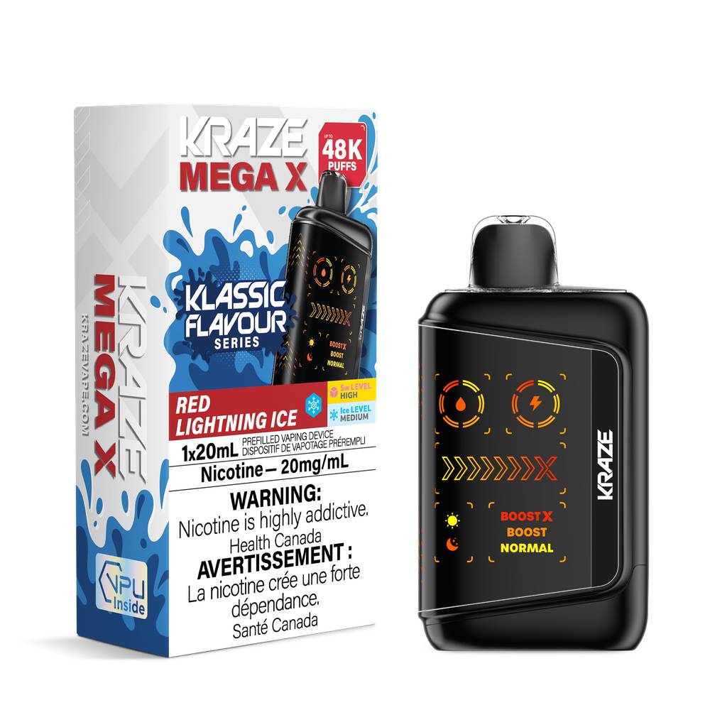Kraze Mega X 48K Disposable Vape  Red Lightning Ice