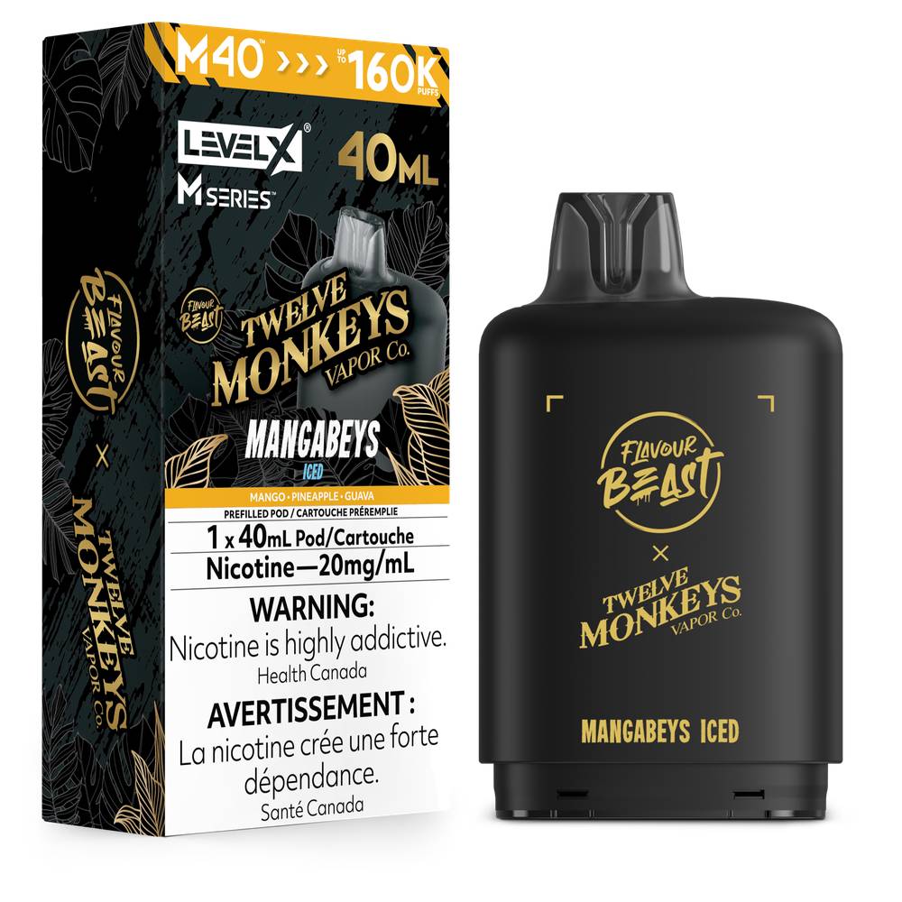 Flavour Beast LEVEL X M 40mL 160K Pod - Twelve Monkeys Mangabeys Iced